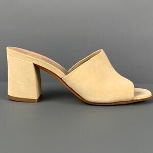 MARYAM NASSIR ZADER Size 7 Beige Suede Peep Toe Sandals